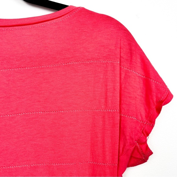 Armani Exchange Hot Pink Short Sleeve Tee with Silver Threaded Stripes - Picture 5 of 8